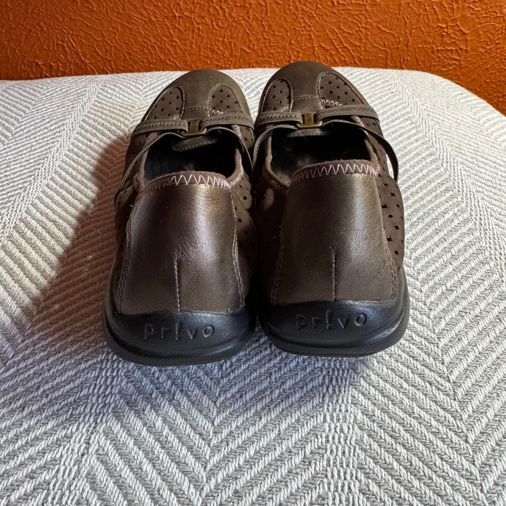 Privo by Clarks Brown Leather Perforated Ballet Flats Metallic Accents 8M - Picture 5 of 8